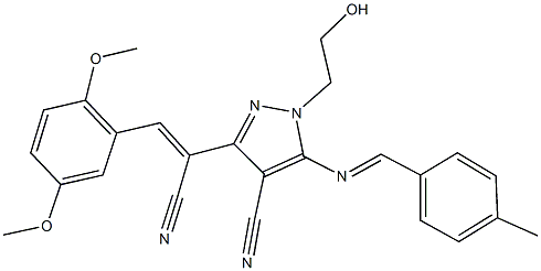 3-[1-cyano-2-(2,5-dimethoxyphenyl)vinyl]-1-(2-hydroxyethyl)-5-[(4-methylbenzylidene)amino]-1H-pyrazole-4-carbonitrile|