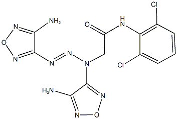 2-[1,3-bis(4-amino-1,2,5-oxadiazol-3-yl)-2-triazenyl]-N-(2,6-dichlorophenyl)acetamide Struktur