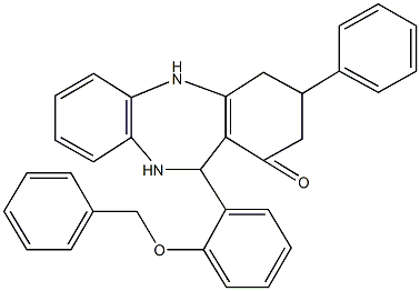 11-[2-(benzyloxy)phenyl]-3-phenyl-2,3,4,5,10,11-hexahydro-1H-dibenzo[b,e][1,4]diazepin-1-one 结构式