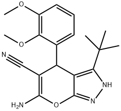 6-amino-3-tert-butyl-4-(2,3-dimethoxyphenyl)-1,4-dihydropyrano[2,3-c]pyrazole-5-carbonitrile Structure