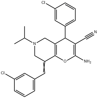 2-amino-8-(3-chlorobenzylidene)-4-(3-chlorophenyl)-6-isopropyl-5,6,7,8-tetrahydro-4H-pyrano[3,2-c]pyridine-3-carbonitrile Structure