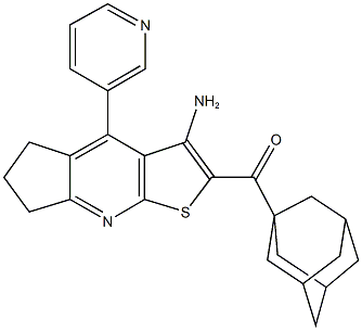 1-adamantyl[3-amino-4-(3-pyridinyl)-6,7-dihydro-5H-cyclopenta[b]thieno[3,2-e]pyridin-2-yl]methanone 结构式