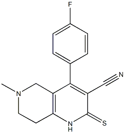 4-(4-fluorophenyl)-6-methyl-2-thioxo-1,2,5,6,7,8-hexahydro[1,6]naphthyridine-3-carbonitrile Struktur