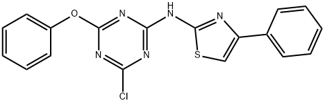 4-chloro-6-phenoxy-N-(4-phenyl-1,3-thiazol-2-yl)-1,3,5-triazin-2-amine 结构式