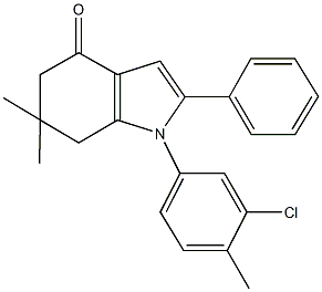 1-(3-chloro-4-methylphenyl)-6,6-dimethyl-2-phenyl-1,5,6,7-tetrahydro-4H-indol-4-one Structure