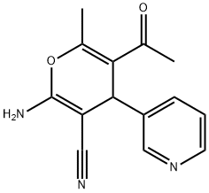 5-acetyl-2-amino-6-methyl-4-(3-pyridinyl)-4H-pyran-3-carbonitrile 化学構造式
