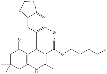 299404-80-1 pentyl 4-(6-bromo-1,3-benzodioxol-5-yl)-2,7,7-trimethyl-5-oxo-1,4,5,6,7,8-hexahydroquinoline-3-carboxylate