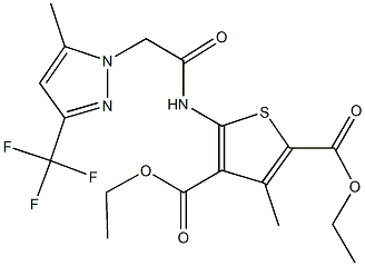 diethyl 3-methyl-5-({[5-methyl-3-(trifluoromethyl)-1H-pyrazol-1-yl]acetyl}amino)-2,4-thiophenedicarboxylate,299406-48-7,结构式