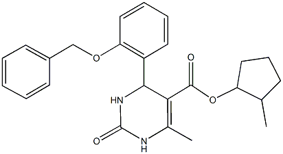 2-methylcyclopentyl 6-methyl-2-oxo-4-{2-[(phenylmethyl)oxy]phenyl}-1,2,3,4-tetrahydropyrimidine-5-carboxylate Structure