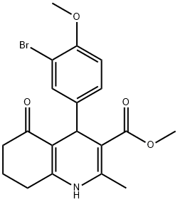 methyl 4-[3-bromo-4-(methyloxy)phenyl]-2-methyl-5-oxo-1,4,5,6,7,8-hexahydroquinoline-3-carboxylate Struktur