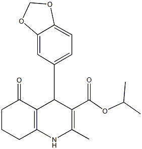 isopropyl 4-(1,3-benzodioxol-5-yl)-2-methyl-5-oxo-1,4,5,6,7,8-hexahydro-3-quinolinecarboxylate,299407-68-4,结构式