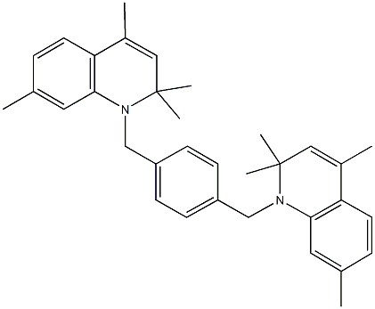 2,2,4,7-tetramethyl-1-{4-[(2,2,4,7-tetramethyl-1(2H)-quinolinyl)methyl]benzyl}-1,2-dihydroquinoline Struktur