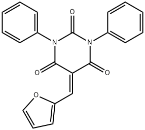 5-(2-furylmethylene)-1,3-diphenyl-2,4,6(1H,3H,5H)-pyrimidinetrione Struktur