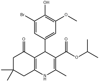 isopropyl 4-(3-bromo-4-hydroxy-5-methoxyphenyl)-2,7,7-trimethyl-5-oxo-1,4,5,6,7,8-hexahydro-3-quinolinecarboxylate 结构式