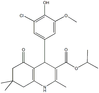 1-methylethyl 4-[3-chloro-4-hydroxy-5-(methyloxy)phenyl]-2,7,7-trimethyl-5-oxo-1,4,5,6,7,8-hexahydroquinoline-3-carboxylate,299449-82-4,结构式