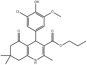 299450-13-8 propyl 4-[3-chloro-4-hydroxy-5-(methyloxy)phenyl]-2,7,7-trimethyl-5-oxo-1,4,5,6,7,8-hexahydroquinoline-3-carboxylate