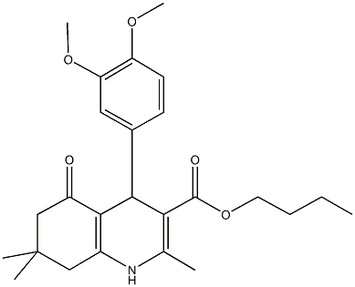 butyl 4-[3,4-bis(methyloxy)phenyl]-2,7,7-trimethyl-5-oxo-1,4,5,6,7,8-hexahydroquinoline-3-carboxylate Structure