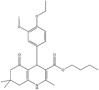 butyl 4-(4-ethoxy-3-methoxyphenyl)-2,7,7-trimethyl-5-oxo-1,4,5,6,7,8-hexahydro-3-quinolinecarboxylate Struktur