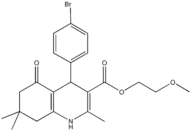 2-methoxyethyl 4-(4-bromophenyl)-2,7,7-trimethyl-5-oxo-1,4,5,6,7,8-hexahydroquinoline-3-carboxylate 化学構造式