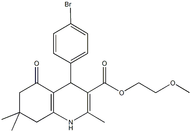 2-methoxyethyl 4-(4-bromophenyl)-2,7,7-trimethyl-5-oxo-1,4,5,6,7,8-hexahydroquinoline-3-carboxylate,299450-43-4,结构式