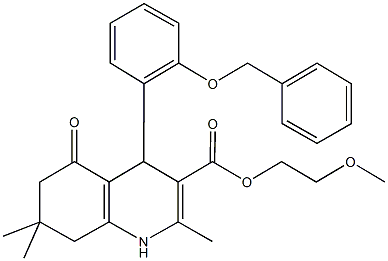 2-methoxyethyl 4-[2-(benzyloxy)phenyl]-2,7,7-trimethyl-5-oxo-1,4,5,6,7,8-hexahydro-3-quinolinecarboxylate Struktur