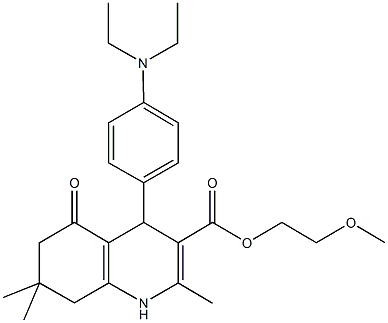 2-methoxyethyl 4-[4-(diethylamino)phenyl]-2,7,7-trimethyl-5-oxo-1,4,5,6,7,8-hexahydroquinoline-3-carboxylate 化学構造式