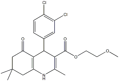 2-methoxyethyl 4-(3,4-dichlorophenyl)-2,7,7-trimethyl-5-oxo-1,4,5,6,7,8-hexahydroquinoline-3-carboxylate Struktur