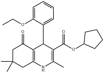 cyclopentyl 4-(2-ethoxyphenyl)-2,7,7-trimethyl-5-oxo-1,4,5,6,7,8-hexahydroquinoline-3-carboxylate 化学構造式