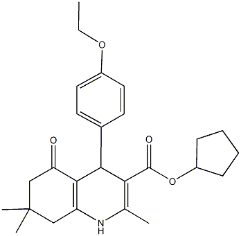 cyclopentyl 4-[4-(ethyloxy)phenyl]-2,7,7-trimethyl-5-oxo-1,4,5,6,7,8-hexahydroquinoline-3-carboxylate,299450-82-1,结构式