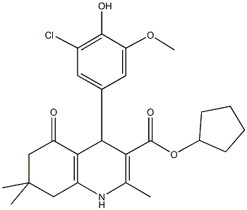 cyclopentyl 4-[3-chloro-4-hydroxy-5-(methyloxy)phenyl]-2,7,7-trimethyl-5-oxo-1,4,5,6,7,8-hexahydroquinoline-3-carboxylate Structure