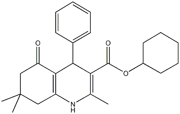 cyclohexyl 2,7,7-trimethyl-5-oxo-4-phenyl-1,4,5,6,7,8-hexahydroquinoline-3-carboxylate Struktur
