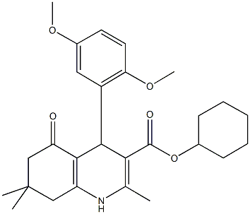 cyclohexyl 4-(2,5-dimethoxyphenyl)-2,7,7-trimethyl-5-oxo-1,4,5,6,7,8-hexahydroquinoline-3-carboxylate 结构式