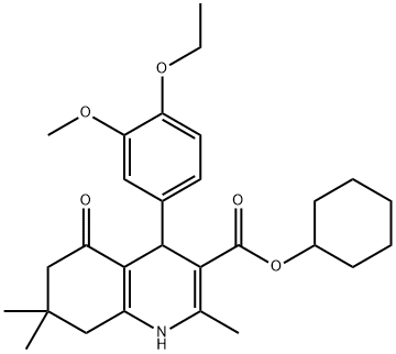 cyclohexyl 4-[4-(ethyloxy)-3-(methyloxy)phenyl]-2,7,7-trimethyl-5-oxo-1,4,5,6,7,8-hexahydroquinoline-3-carboxylate Structure