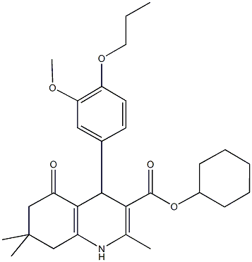 cyclohexyl 2,7,7-trimethyl-4-[3-(methyloxy)-4-(propyloxy)phenyl]-5-oxo-1,4,5,6,7,8-hexahydroquinoline-3-carboxylate Structure