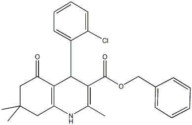 phenylmethyl 4-(2-chlorophenyl)-2,7,7-trimethyl-5-oxo-1,4,5,6,7,8-hexahydroquinoline-3-carboxylate 结构式