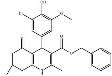 benzyl 4-(3-chloro-4-hydroxy-5-methoxyphenyl)-2,7,7-trimethyl-5-oxo-1,4,5,6,7,8-hexahydro-3-quinolinecarboxylate 结构式