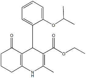 ethyl 4-(2-isopropoxyphenyl)-2-methyl-5-oxo-1,4,5,6,7,8-hexahydro-3-quinolinecarboxylate Structure