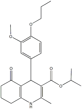 isopropyl 4-(3-methoxy-4-propoxyphenyl)-2-methyl-5-oxo-1,4,5,6,7,8-hexahydro-3-quinolinecarboxylate Struktur