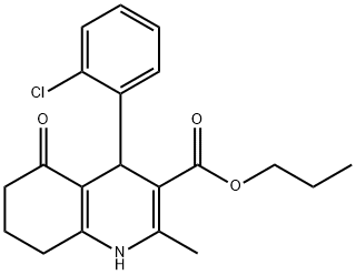 propyl 4-(2-chlorophenyl)-2-methyl-5-oxo-1,4,5,6,7,8-hexahydro-3-quinolinecarboxylate 结构式