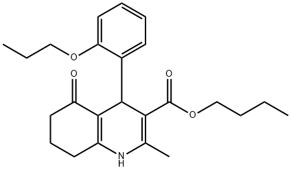 butyl 2-methyl-5-oxo-4-[2-(propyloxy)phenyl]-1,4,5,6,7,8-hexahydroquinoline-3-carboxylate 结构式