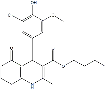 butyl 4-(3-chloro-4-hydroxy-5-methoxyphenyl)-2-methyl-5-oxo-1,4,5,6,7,8-hexahydro-3-quinolinecarboxylate,299452-47-4,结构式