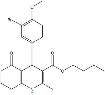 butyl 4-[3-bromo-4-(methyloxy)phenyl]-2-methyl-5-oxo-1,4,5,6,7,8-hexahydroquinoline-3-carboxylate,299452-48-5,结构式