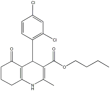 butyl 4-(2,4-dichlorophenyl)-2-methyl-5-oxo-1,4,5,6,7,8-hexahydro-3-quinolinecarboxylate Struktur