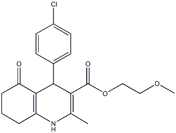 2-methoxyethyl 4-(4-chlorophenyl)-2-methyl-5-oxo-1,4,5,6,7,8-hexahydroquinoline-3-carboxylate,299452-57-6,结构式