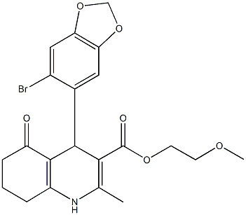 2-methoxyethyl 4-(6-bromo-1,3-benzodioxol-5-yl)-2-methyl-5-oxo-1,4,5,6,7,8-hexahydro-3-quinolinecarboxylate|