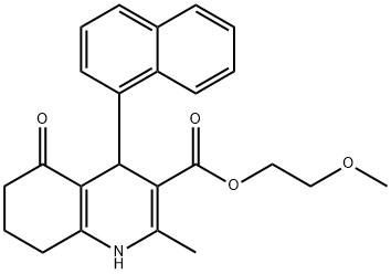 2-methoxyethyl 2-methyl-4-(1-naphthyl)-5-oxo-1,4,5,6,7,8-hexahydroquinoline-3-carboxylate 化学構造式
