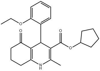 cyclopentyl 4-[2-(ethyloxy)phenyl]-2-methyl-5-oxo-1,4,5,6,7,8-hexahydroquinoline-3-carboxylate,299452-91-8,结构式