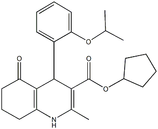 cyclopentyl 2-methyl-4-{2-[(1-methylethyl)oxy]phenyl}-5-oxo-1,4,5,6,7,8-hexahydroquinoline-3-carboxylate 化学構造式