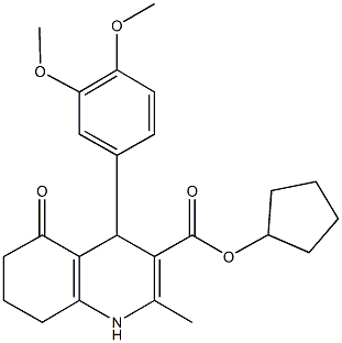 cyclopentyl 4-[3,4-bis(methyloxy)phenyl]-2-methyl-5-oxo-1,4,5,6,7,8-hexahydroquinoline-3-carboxylate Struktur