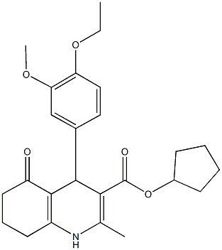 cyclopentyl 4-[4-(ethyloxy)-3-(methyloxy)phenyl]-2-methyl-5-oxo-1,4,5,6,7,8-hexahydroquinoline-3-carboxylate 结构式